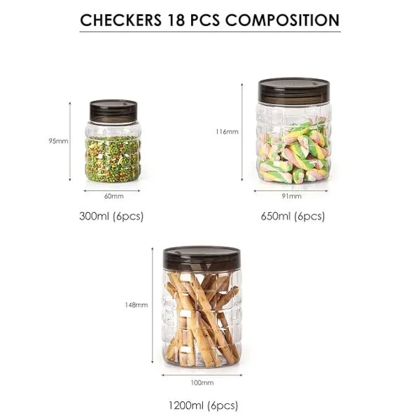 CELLO Checkers Pet Plastic Airtight Canister Set | Set of 18 - Image 5