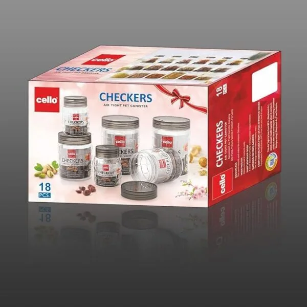 CELLO Checkers Pet Plastic Airtight Canister Set | Set of 18 - Image 3